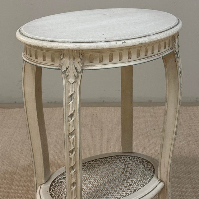 Pair Louis XVI Painted Oval End Tables For Sale - Image 9 of 17