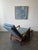 Robin's Egg Blue 1950's Attributed to Milo Baughman for James Inc. Leather Recliner and Ottoman For Sale - Image 8 of 13