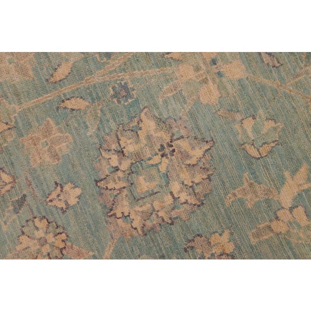 Bohemien Ziegler Blue Ivory Hand-Knotted Wool Rug-8'9'' X 11'11'' For Sale In New York - Image 6 of 8