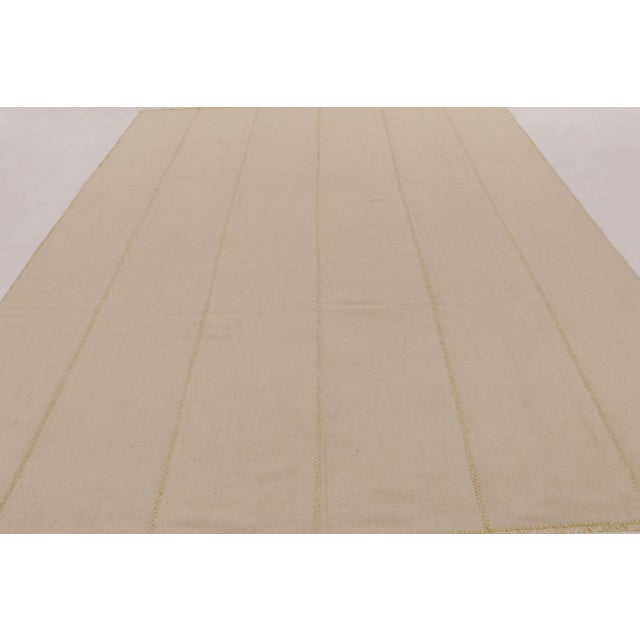 Contemporary Rug & Kilim’s Contemporary Kilim in Beige and Cream Textural Stripes For Sale - Image 3 of 10