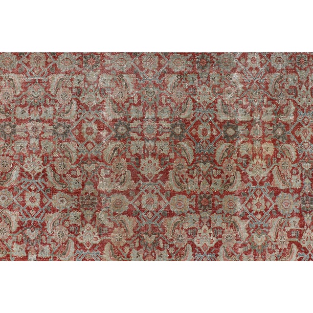 Textile Antique Persian Sultanabad Rug With Refined Allover Pattern Soft Red 10'0 X 13'0 For Sale - Image 7 of 12