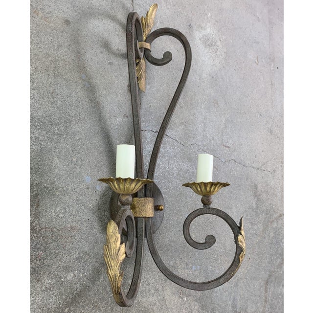 Fine Art Lamps Vintage Fine Art Handcrafted Lighting Wall Light Sconce, Gilded Accents For Sale - Image 4 of 9