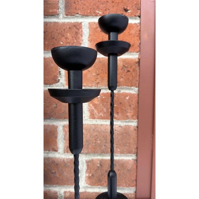 Set of 2 Vintage Asian Cast Iron Candle Holders / Oil Burners For Sale - Image 9 of 9