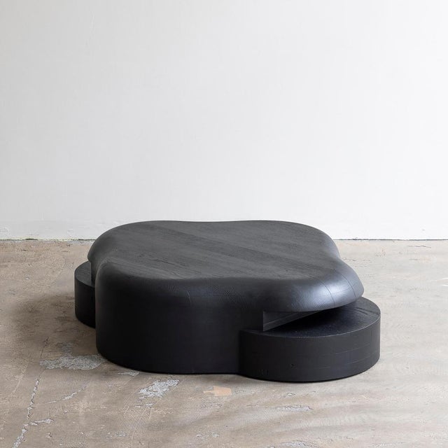 Burned and black stained solid oak lahmu coffee table by sizar alexis dimensions: w 118 x d 90 x h 28 cm materials: burned...