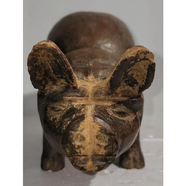 Rustic Early 20thc Hand Carved Wooden Pig For Sale - Image 3 of 6