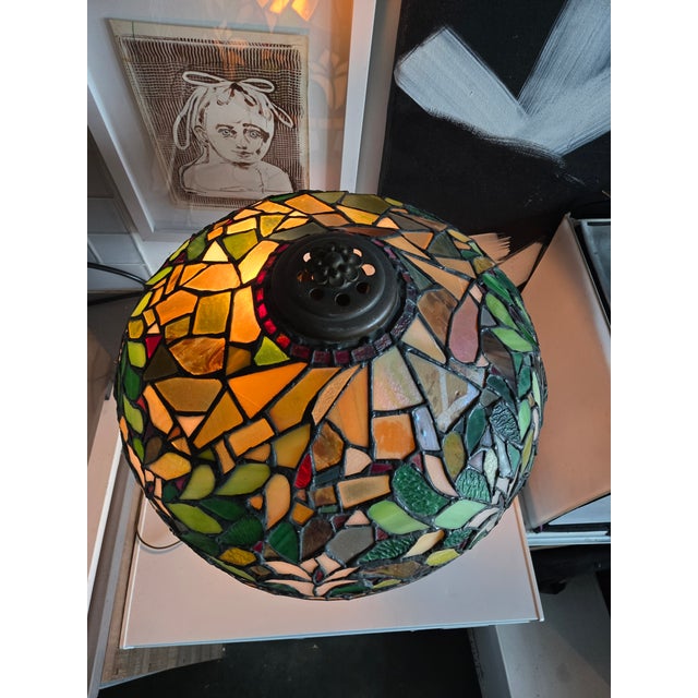 1910s Salem Brothers Leaded Glass Tiffany Style Lamp For Sale - Image 9 of 14