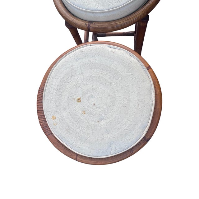 Mid 20th Century Vintage Rattan Bamboo Bar Stools For Sale - Image 5 of 12