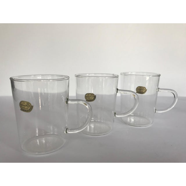 MidCentury Modern Thin Glass Coffee Mugs by Bohemia Glass Set of 9
