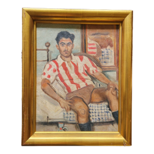 Portrait of a Handsome Soccer Player, Oil on Canvas