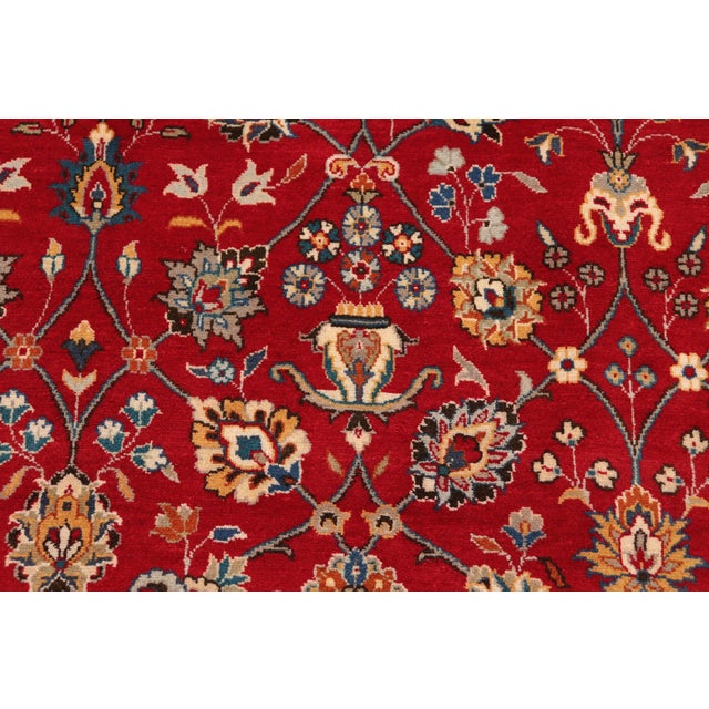 Floral Pak-Persian Adele Red/Blue Wool Rug - 10'0'' X 14'0'' For Sale - Image 4 of 8