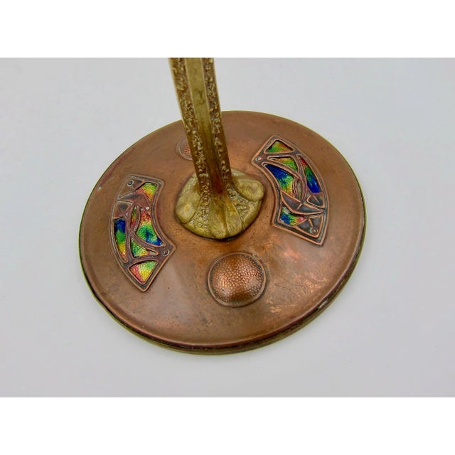 Secessionist Mixed Metal and Enamel Candelabra Pair For Sale - Image 10 of 13