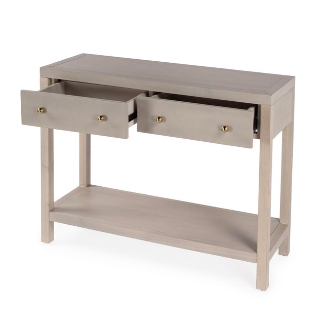 2020s Nora 40 in. W Rectangular Wood 2 Drawer Console Table with Lower Open Shelf, Antique Taupe For Sale - Image 5 of 11