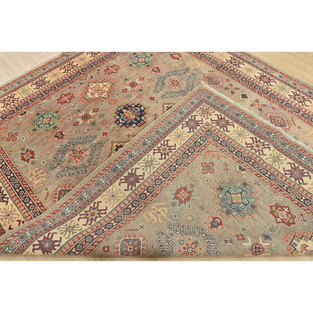 Kazak Rug 8’1” X 10’2” Gray Wool Tribal Hand-Knotted Oriental Carpet For Sale - Image 13 of 14