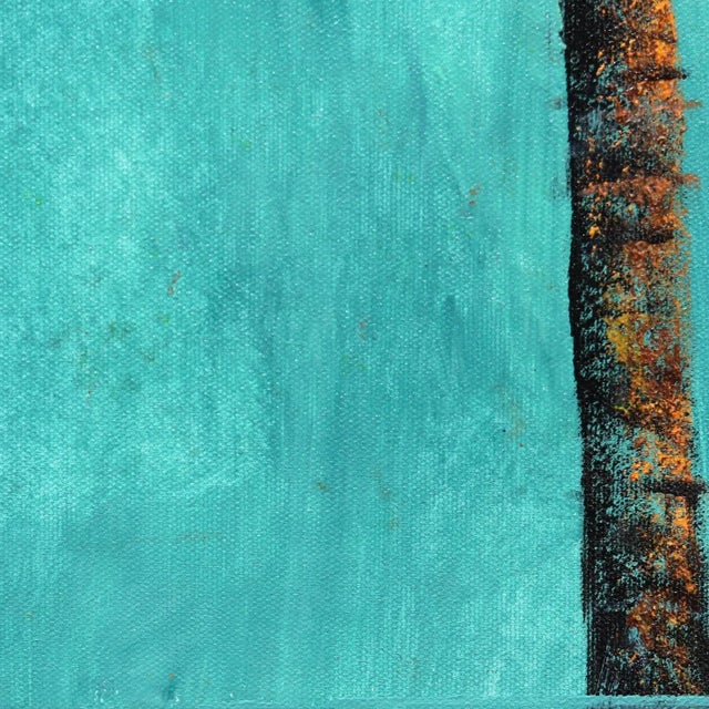 Verdigris Breeze - Turquoise Sky Colorful Palm Tree Original Artwork by Kathleen Keifer For Sale - Image 4 of 9