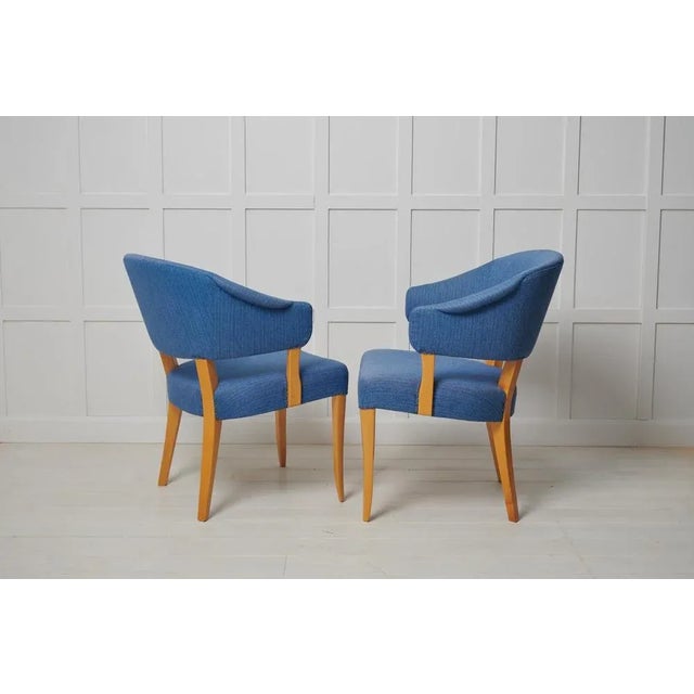 Set of Modern Scandinavian Lata Greven Chairs attributed to Carl Malmsten from O.H. Sjögren For Sale - Image 5 of 10
