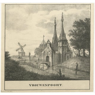 Jan Bulthuis, Vrouwenpoort, Leeuwarden Historic Frisian City Gate View, 1790s, Print For Sale