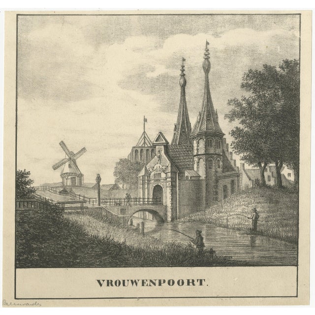 Jan Bulthuis, Vrouwenpoort, Leeuwarden Historic Frisian City Gate View, 1790s, Print For Sale