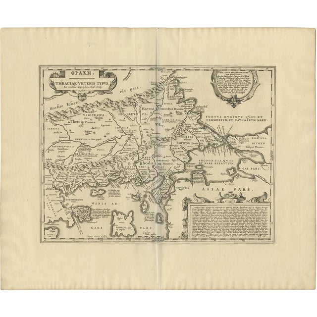 Antique Map of Thracia Greece by J. Janssonius, 1650 For Sale - Image 9 of 9