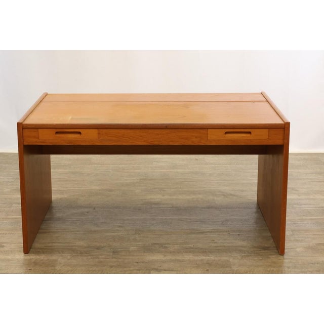 Mid-Century Modern Mid-Century Danish Modern Teak Writing Desk With Lift-Top Storage For Sale - Image 3 of 12