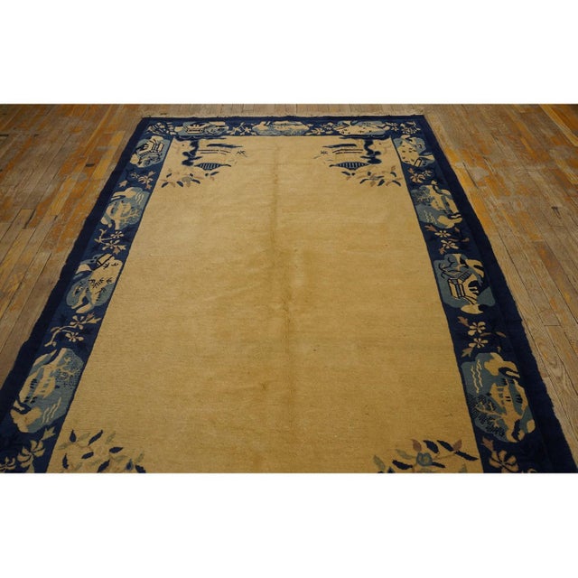 1920s 1920s Beige Open Field Traditional Antique Chinese Peking Carpet 5' X 7'10" Rug For Sale - Image 5 of 10