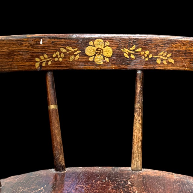 Antique Children’s Windsor Chair with Painted Gold Accents For Sale In San Diego - Image 6 of 11