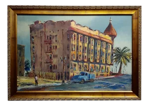 Ben Abril - the Minnewaska Hotel ,Bunker Hills, Los Angeles 1960s -Oil Painting