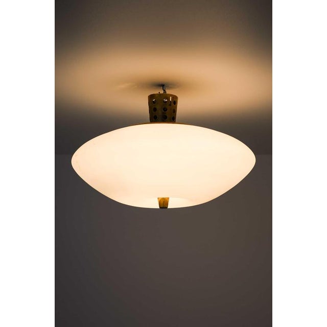 Model 71 Ceiling Lamp in Brass and Opaline Glass attributed to Lisa Johansson-Pape, 1950s For Sale - Image 6 of 11