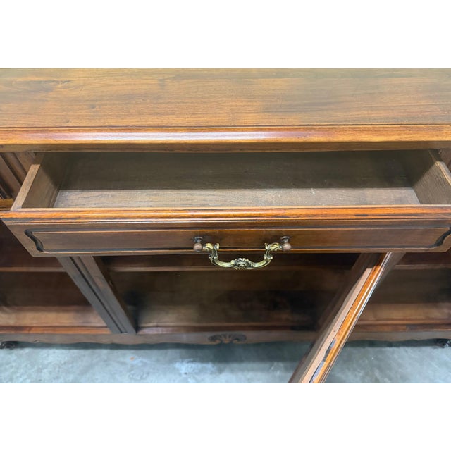 Antique Louis XV Style French Provincial Walnut Enfilade Buffet Cabinet For Sale - Image 16 of 17