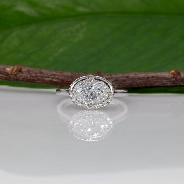 1.5Ct Lab Grown Diamond Engagement Ring With Diamond Accents: Solid 14k Gold, Size 6.75 For Sale In Columbus - Image 6 of 10