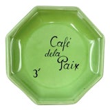 Vintage Cafe De La Paix Paris Green Ceramic Ashtray For Sale
