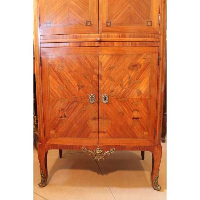 Tall French Transitional Louis XV Style Narrow Cabinet For Sale - Image 4 of 12