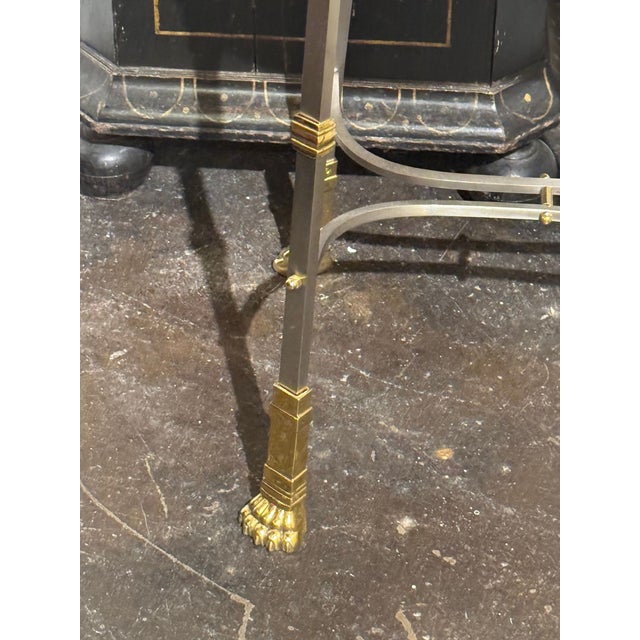 Traditional Vintage French Maison Jansen Steel Side Table For Sale - Image 3 of 7