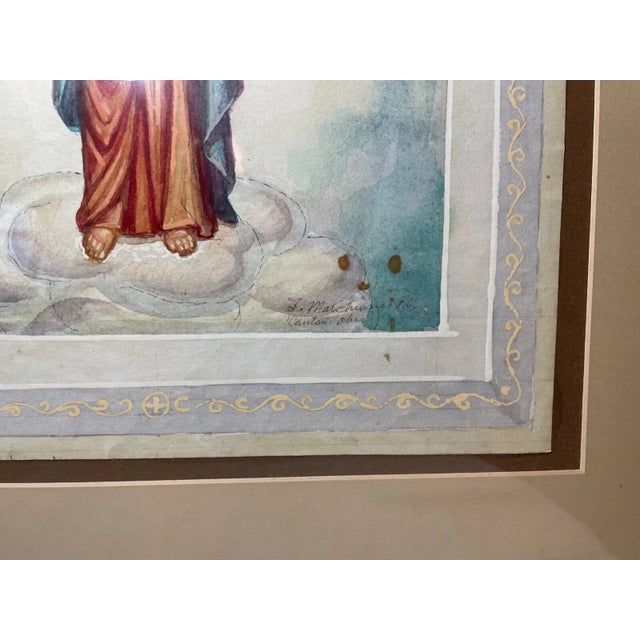 Vintage Russian Preliminary Church Icon Gouache Acrylic Religious Painting Art For Sale - Image 10 of 13