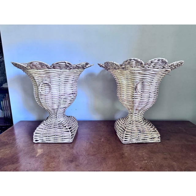 Pair of Large Vintage Wicker Urns For Sale - Image 12 of 17