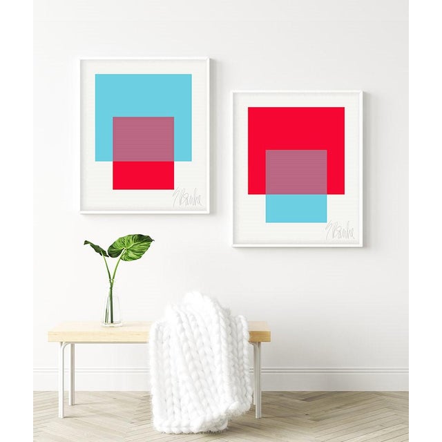 "The Interaction of Red and Turquoise" by Liz Roache (Turquoise, Red) This Modern, Mid Century, Contemporary Fine Art...