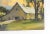 Small vintage mid 20th century oil on masonite impressionist landscape with barn painting by Samuel A. Moss (20th century)...