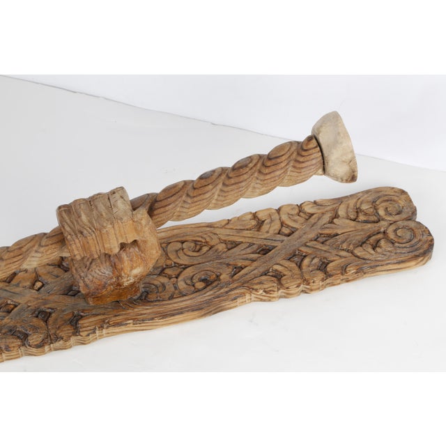 Vintage Hand-Carved Wooden Wall Candle Holder | Folk Art Rustic Architectural Wall Sculpture For Sale - Image 11 of 16