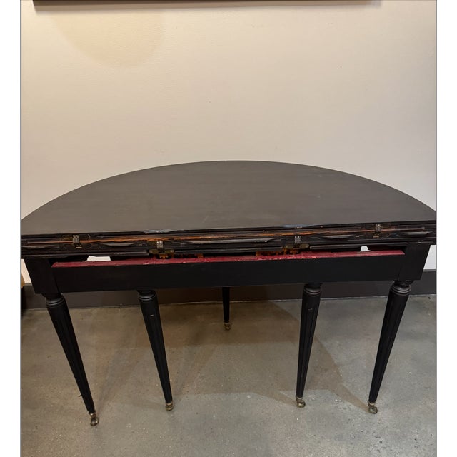 Black Early 20th Century Demi-Lune Console With Expandable Flip Top For Sale - Image 8 of 17