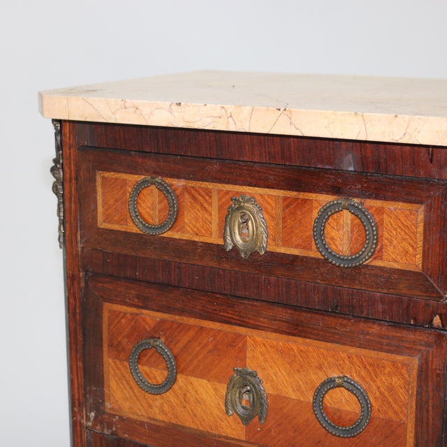 Wood Antique Satinwood, Rosewood & Ormolu Marble Top Lingerie Chest C1900 For Sale - Image 7 of 12