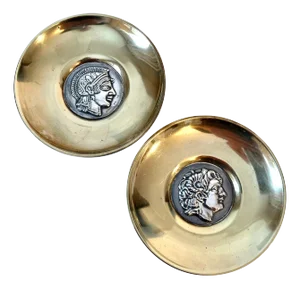 Ilias Lalaounis Solid Silver and Brass Satyr and Alexander the Great Dish Bowl - Set of 2