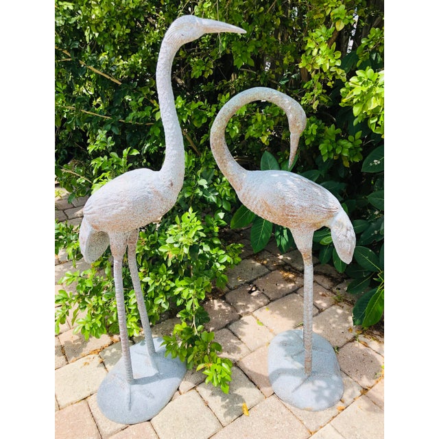 Large Vintage Egret Garden Statues A Pair Chairish