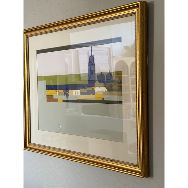 1980s Modernist Serigraph “Distant Land, New Skies” #51/150 Signed by Janice Wetzel – Custom Framed For Sale - Image 4 of 14