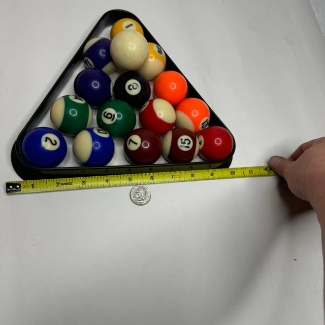 Late 1980s Miniature Billiards or Pool Balls and Rack-17 Pieces For Sale - Image 4 of 5