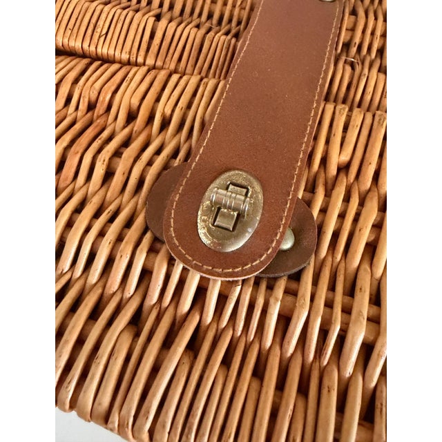 Vintage Wicker Picnic Basket and Wine Carrier For Sale - Image 9 of 13