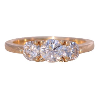 The Dunmore: Past Present and Future Natural Diamond Three Stone Ring in Yellow Gold For Sale