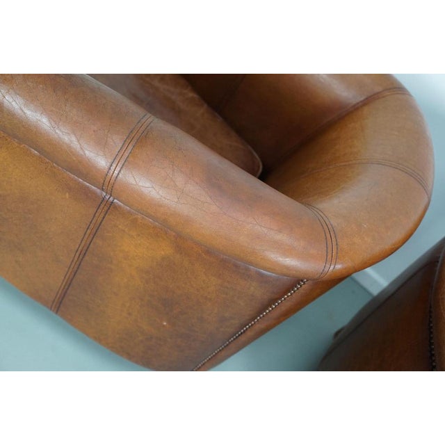 Vintage Dutch Cognac Colored Leather Club Chairs, Set of 2 For Sale - Image 18 of 18