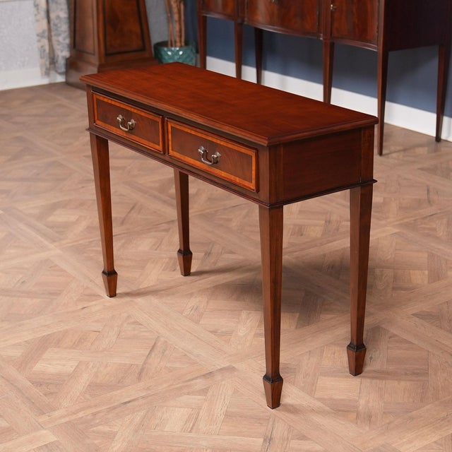 Wood Mahogany Banded Console Table For Sale - Image 7 of 12
