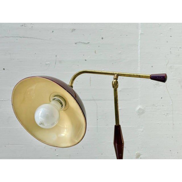 Table Lamp with Brass Arm and Lacquered Metal Shade, Italy, 1950s For Sale - Image 14 of 17