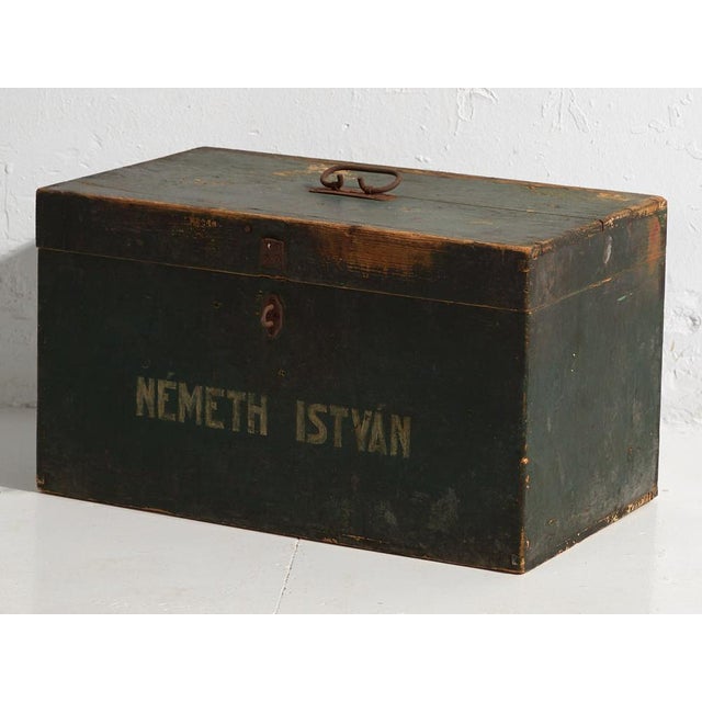 Antique Green Chest, 1910s For Sale - Image 6 of 7