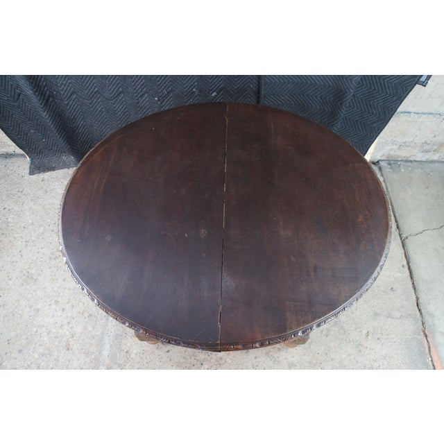 Antique French Breton Brittany Maritime Figural Carved Chestnut Dining Table For Sale - Image 4 of 16